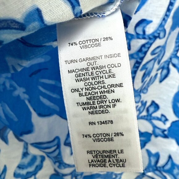 VINEYARD VINES Womens Top Size Small Blue White Floral Sleeveless Ruffle Blouse - Picture 8 of 8